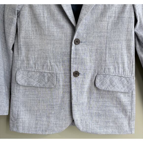 Cat & Jack Boys Chambray Cotton Blazer Blue Gray 10 | 2 Button Sport Coat Jacket - Picture 7 of 12